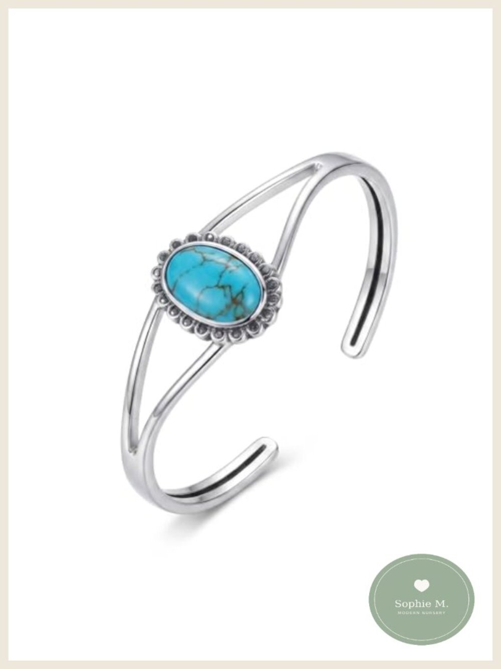 Genuine Turquoise Bracelet 925 Sterling Silver Adjustable Open Cuff Bangle